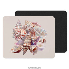Seashells Mouse Pad, Beachy Desk Decor, Ocean Lover Gift, Coastal Home Office, Sea Shell Art, Beach House Decor, Unique Mousepad - Tawshia