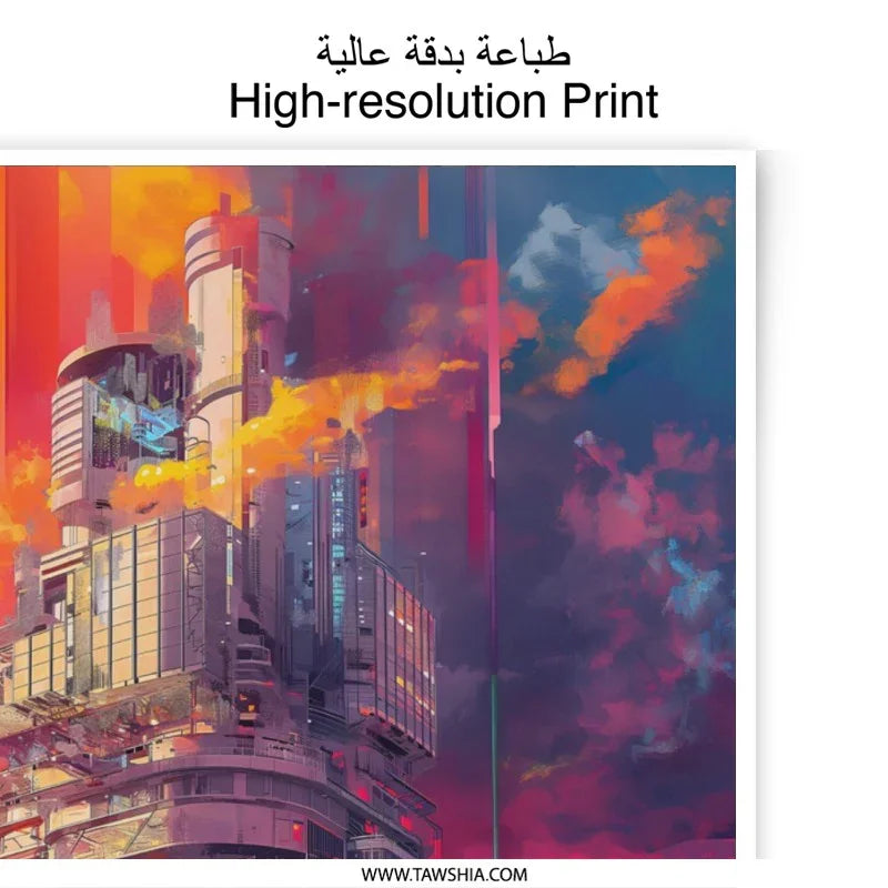 Futuristic Cityscape Photographic Print, Cyberpunk Art Print, Dystopian City Art, Sci Fi Wall Decor, Urban Fantasy Art, Unique Home Decor - Tawshia