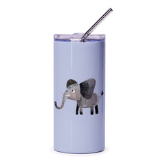 Elephant Tumbler with Straw, Cute Animal Drinkware, Childrens Tumbler, Fun Travel Mug, Gift for Elephant Lovers, Insulated Cup - Tawshia