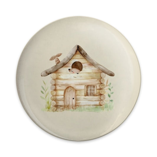 Hedgehog in Log Cabin Pinback Button, Cute Animal Badge, Whimsical Art, Woodland Creature Button, Unique Gift, Animal Lover Pin - Tawshia