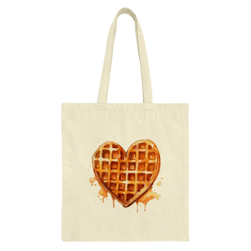 Waffle Heart Tote Bag, Foodie Bag, Breakfast Lover Gift, Unique Grocery Bag, Sweet Treat Bag, Valentine's Day Present, Everyday Bag, Cute - Tawshia