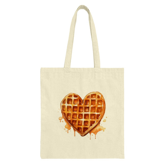 Waffle Heart Tote Bag, Foodie Bag, Breakfast Lover Gift, Unique Grocery Bag, Sweet Treat Bag, Valentine's Day Present, Everyday Bag, Cute - Tawshia