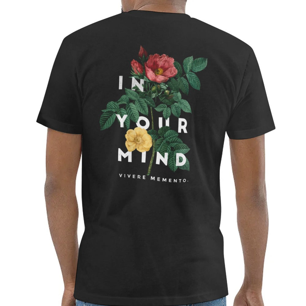 Floral Design Black T-Shirt With Inspirational Quote product