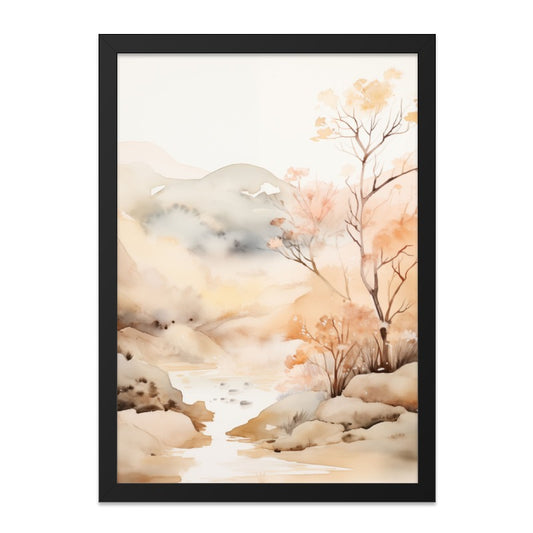 Watercolor Landscape Wall Art, Mountain River Scenery Print, Nature Painting Artwork, Calming Home Decor, Printable Wall Decor, Neutral Art - Tawshia