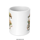 Floral Ice Cream Cart Mug, Watercolor Flower Cart Coffee Mug, Cute Food Cart Mug, Unique Flower Bouquet Mug, Whimsical Coffee Cup, Gift Mug - Tawshia