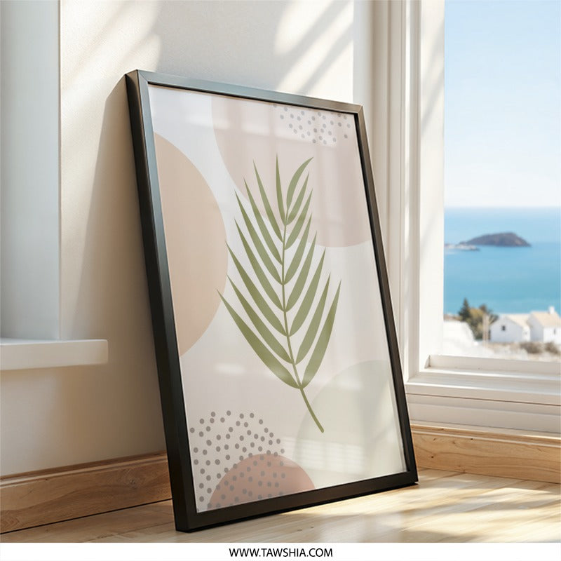 Abstract Palm Leaf Wall Art, Boho Botanical Print, Modern Tropical Decor, Minimalist Artwork, Earth Tone Poster, Nature Inspired - Tawshia