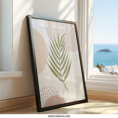 Abstract Palm Leaf Wall Art, Boho Botanical Print, Modern Tropical Decor, Minimalist Artwork, Earth Tone Poster, Nature Inspired - Tawshia