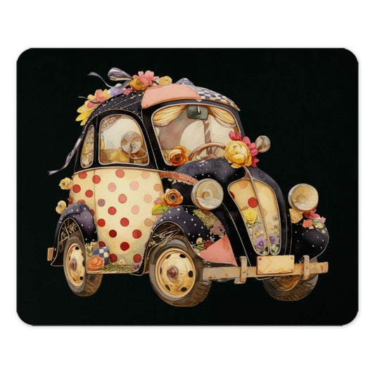 Floral Car Mouse Pad, Vintage Auto Decor, Quirky Office Gift, Unique Mousepad, Desk Accessory, Car Lover Gift, Cute Mouse Pad, Auto Art - Tawshia