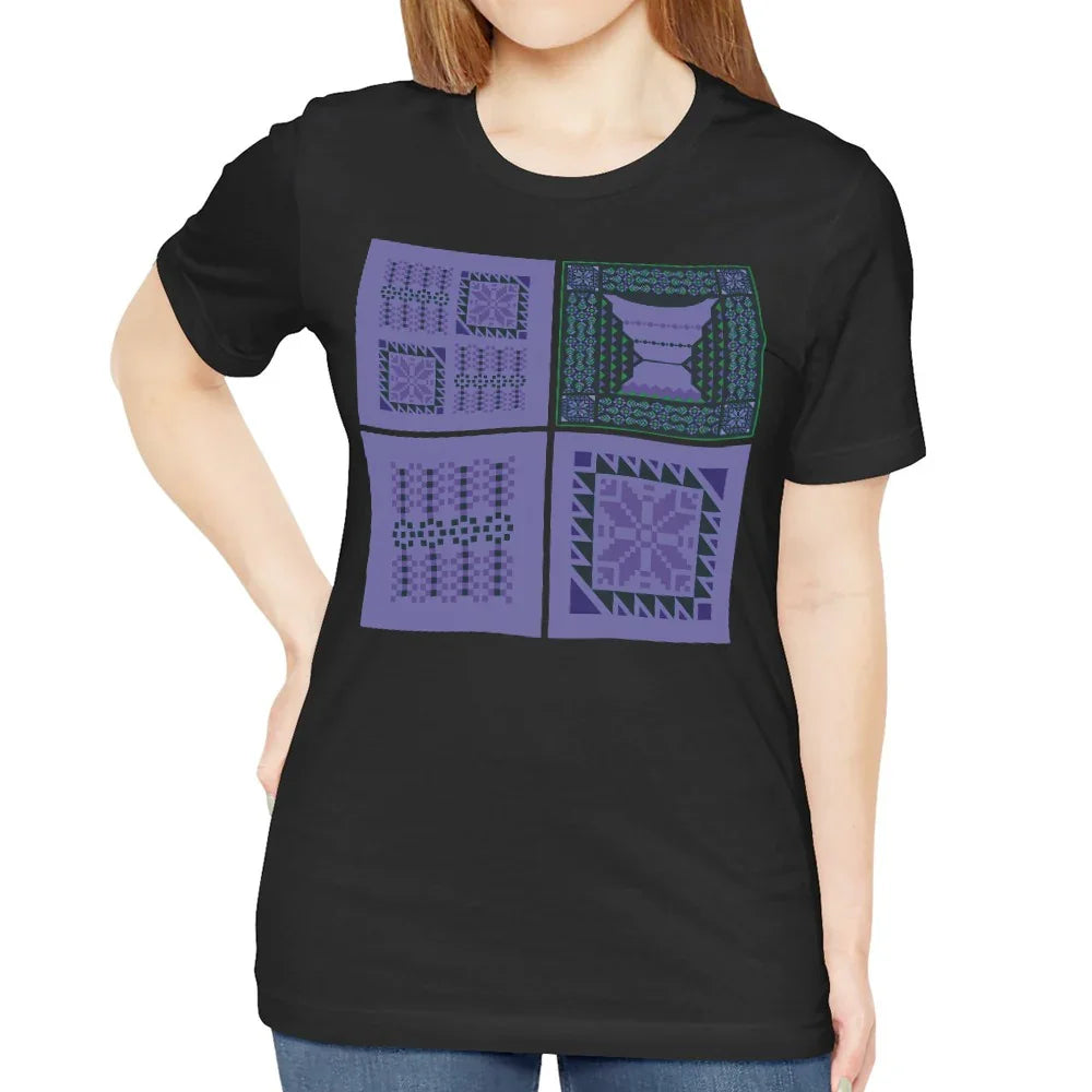 Stylish Geometric Patterns on Black T-shirt product type