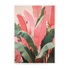 Pink Banana Leaves Photographic Print, Tropical Wall Art, Botanical Photography, Lush Foliage Art, Modern Home Decor, Nature Print - Tawshia