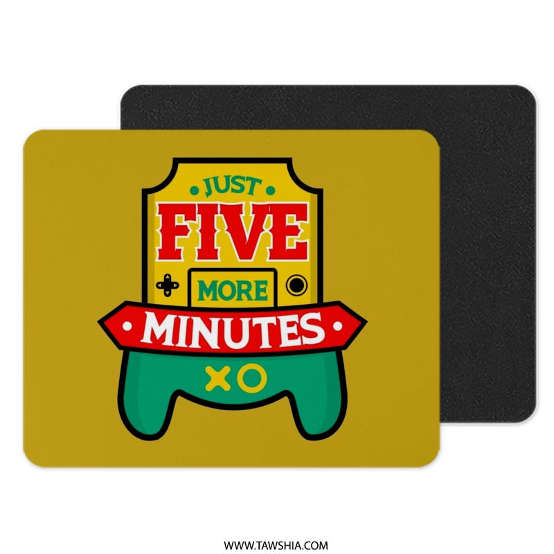 Gamer Mouse Pad, Just Five More Minutes, Video Game Controller, Funny Gaming Gift, Geeky Desk Decor, Computer Accessory - Tawshia