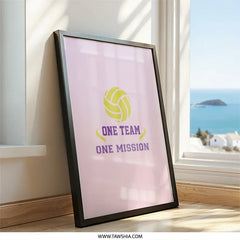 Volleyball Team Wall Art, Sports Motivational Decor, One Team One Mission Print, Volleyball Gift, Game Room Art, Volleyball Art Print - Tawshia