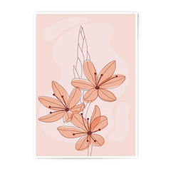 Peach Floral Photographic Print, Minimalist Flower Art, Botanical Wall Decor, Line Art, Modern Home Decor - Tawshia