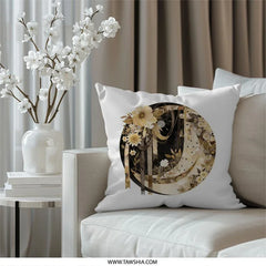 Floral Moon Pillow, Celestial Throw Pillow, Decorative Pillow, Home Decor Accent Pillow, Bedroom Living Room Decor, Unique Gift Idea - Tawshia