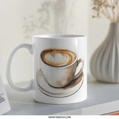 Latte Art Mug, Coffee Lover Gift, Watercolor Mug, Latte Coffee Mug, Coffee Art Mug, Cute Coffee Mug, Coffee Drink Mug - Tawshia
