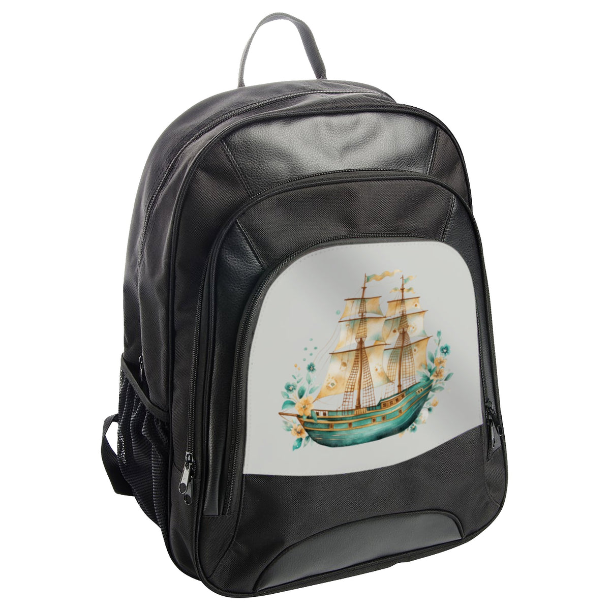 Vintage Ship Design Printed Black Backpack product