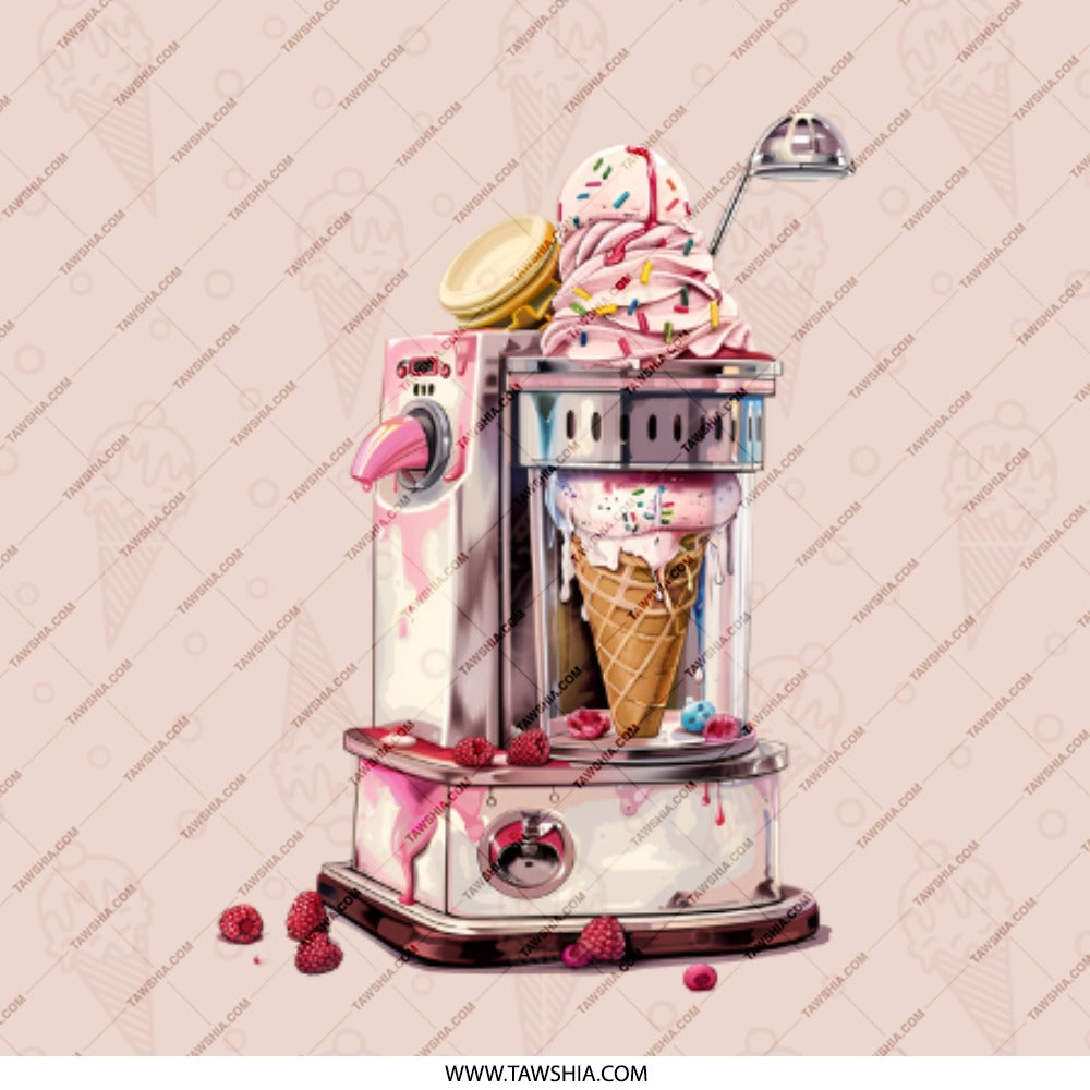 Ice Cream Machine Pinback, Cute Foodie Button, Dessert Lover Gift, Whimsical Pink Pin, Unique Accessory, Kawaii Badge - Tawshia