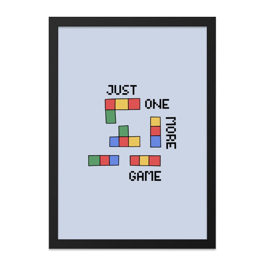 Just One More Game Wall Art, Gamer Gift, Tetris Decor, Pixel Art, Video Game Print, Retro Gaming Poster, Funny Game Room Wall Decor - Tawshia