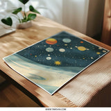 Cosmic Photographic Print, Retro Planets Art, Space Wall Decor, Celestial Home Decor, Solar System Print, Kids Room Decor, Space Art - Tawshia
