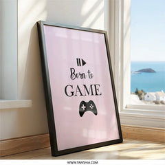 Born To Game Wall Art, Gamer Gift, Video Game Art, Gaming Decor, Play Room Art, Gift for Gamers, Wall Decor - Tawshia