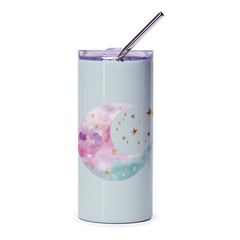 Moon and Stars Tumbler, Celestial Tumbler, Watercolor Moon Tumbler, Cute Tumbler, Gift for Her, Unique Tumbler, Stylish Drinkware - Tawshia