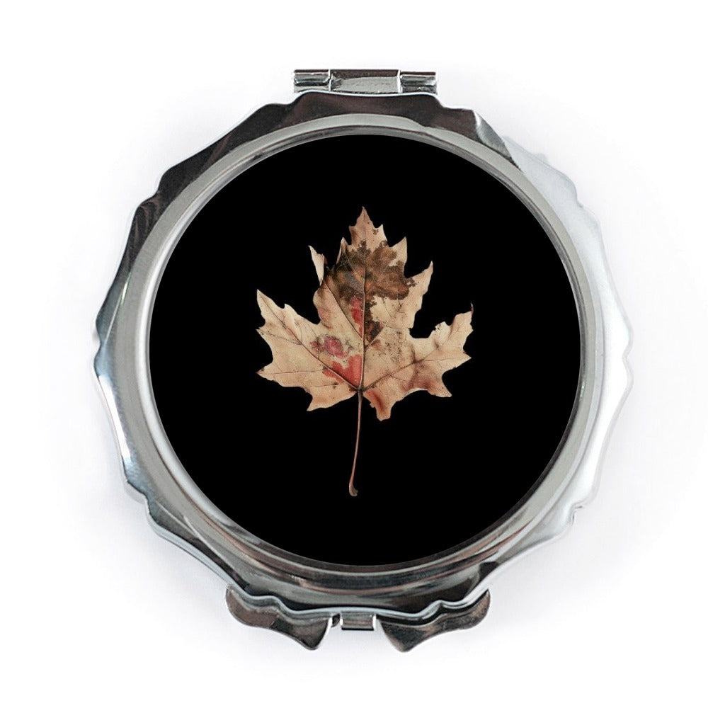 Autumn Leaf Pocket Mirror, Fall Foliage Compact Mirror, Maple Leaf Design, Nature Lover Gift, Portable Makeup Mirror, Unique Fall Accessory - Tawshia