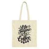 Life Begins After Coffee Tote Bag, Coffee Lover Gift, Funny Tote Bag, Everyday Carry Bag, Reusable Shopping Bag, Book Bag, Gift for Her - Tawshia