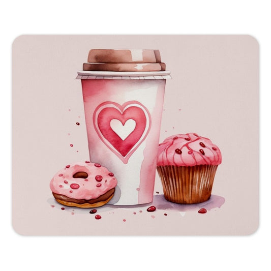 Coffee Love Mouse Pad, Cupcake Donut Mousepad, Heart Drink Mouse Pad, Foodie Mouse Pad, Cute Desk Decor, Office Accessories, Pink Mousepad - Tawshia