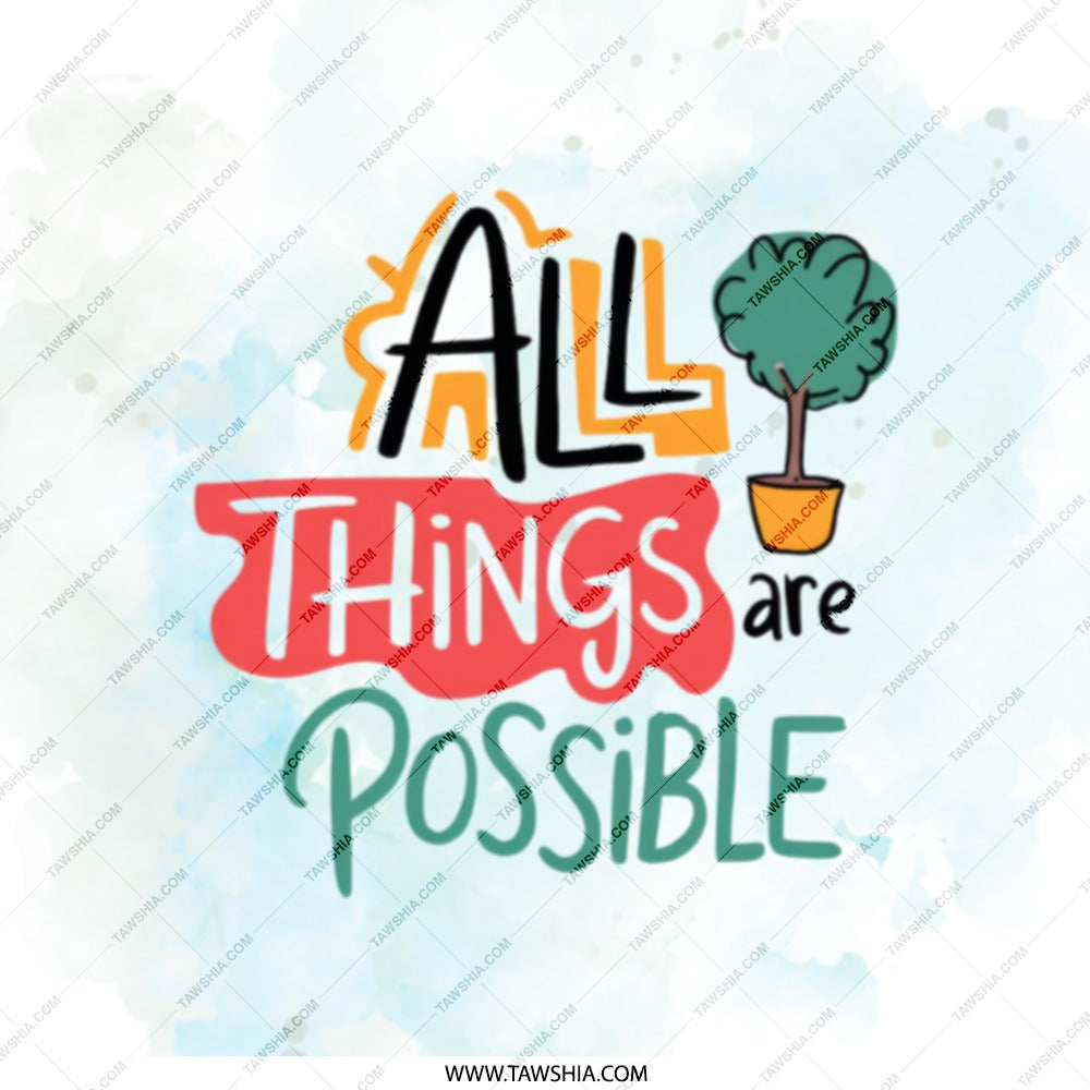 All Things Are Possible Mirror, Inspirational Quote Mirror, Positive Affirmation Mirror, Unique Gift Mirror, Motivational Mirror - Tawshia
