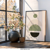 Abstract Geometric Wall Art, Modern Circle Print, Contemporary Home Decor, Minimalist Poster, Neutral Tone Art - Tawshia
