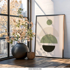 Abstract Geometric Wall Art, Modern Circle Print, Contemporary Home Decor, Minimalist Poster, Neutral Tone Art - Tawshia