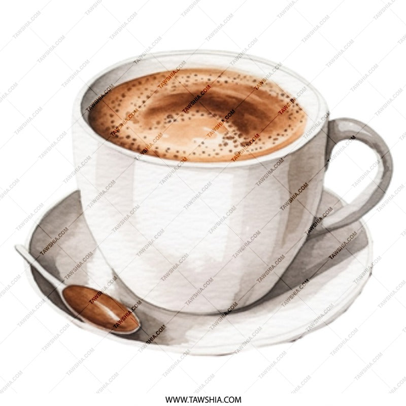 Watercolor Coffee Mug, Latte Art Mug, Coffee Lover Gift, Cozy Coffee Mug, Hot Beverage Mug, Cafe Art Mug - Tawshia