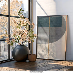 Modern Geometric Wall Art, Abstract Shapes Print, Minimalist Art Decor, Contemporary Home Wall Decor, Living Room Art, Framed Wall Art - Tawshia