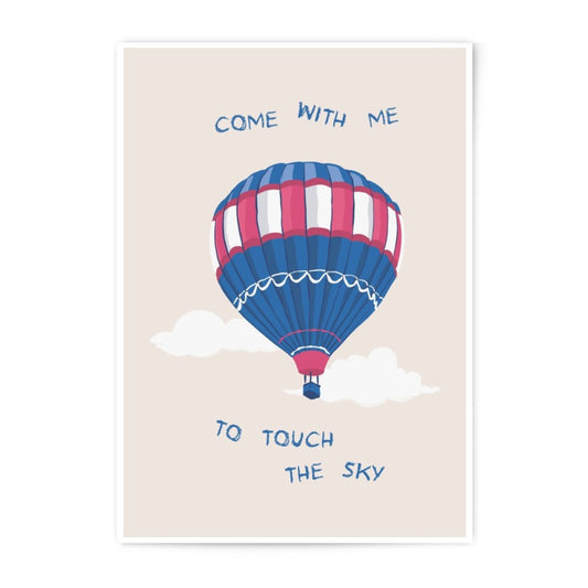 Hot Air Balloon Photographic Print, Nursery Art Print, Travel Inspiration Print, Blue Pink Wall Decor, Sky Art, Dream Big, Adventure Print - Tawshia
