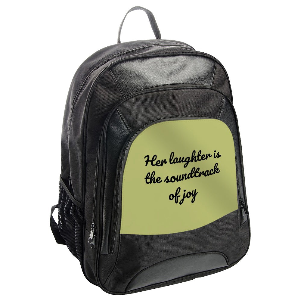 Laughter Soundtrack Backpack, Joyful Gift, Inspirational Design, Everyday Bag, Unique Backpack, Quote Backpack, Fashion Backpack - Tawshia