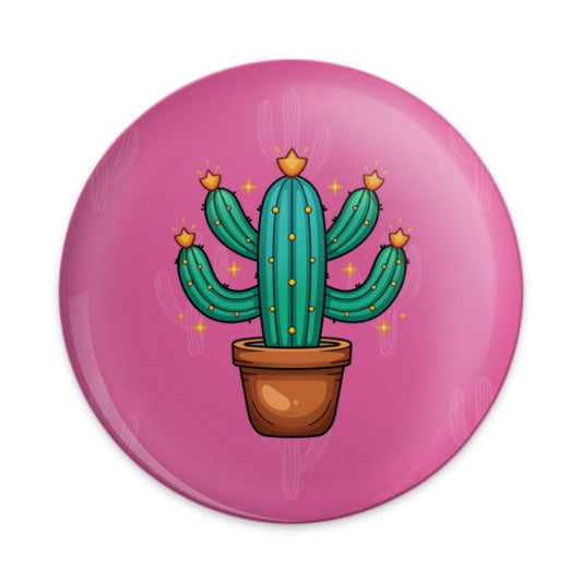 Cactus Pinback, Cute Cactus, Plant Pin, Desert Plant Pin, Succulent Pin, Potted Cactus, Sparkle Cactus, Pink Pinback, Fun Pinback - Tawshia