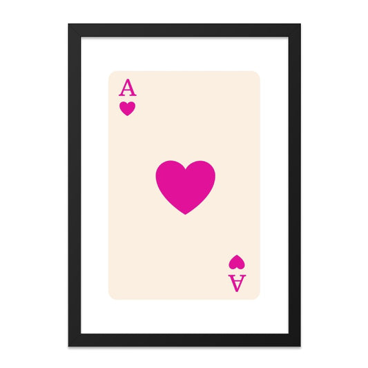 Ace of Hearts Wall Art, Playing Card Print, Game Room Decor, Casino Art, Pink Heart Decor, Fun Wall Hanging, Unique Gifts, Card Player Gift - Tawshia