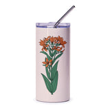Orange Lily Flower Tumbler, Floral Tumbler Gift, Botanical Drinkware, Elegant Tumbler, Gift for Her, Flower Lover, Plant Lover Tumbler - Tawshia