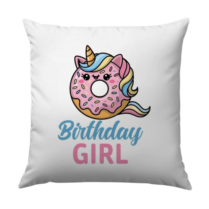 Birthday Girl Pillow, Donut Unicorn Decor, Kids Room Pillow, Nursery Throw Pillow, Girl Birthday Gift, Unique Pillow, Decorative Pillows - Tawshia