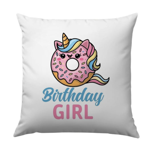 Birthday Girl Pillow, Donut Unicorn Decor, Kids Room Pillow, Nursery Throw Pillow, Girl Birthday Gift, Unique Pillow, Decorative Pillows - Tawshia