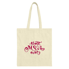 Best Mom Ever Tote Bag, Mother's Day Gift Idea, Shopping Bag, Everyday Tote Bag, Mom Birthday Gift, Gift for Mom, Cute Pink Text Design - Tawshia