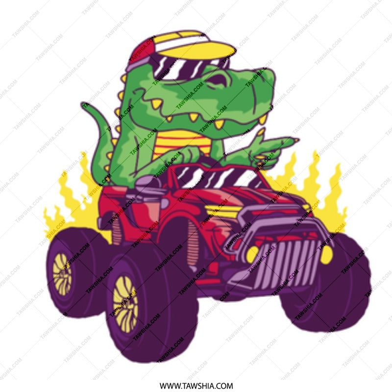 Cool Dinosaur Driving a Monster Truck product