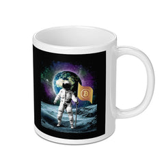 Astronaut Holding Bitcoin Flag Mug Unique Ceramic product