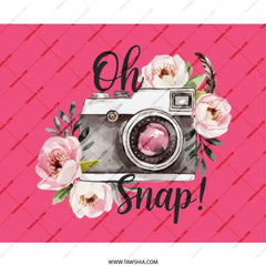 Oh Snap Camera Mouse Pad, Floral Photography Mousepad, Pink Camera Mouse Mat, Trendy Desk Decor, Gift for Photographer, Office Decor - Tawshia