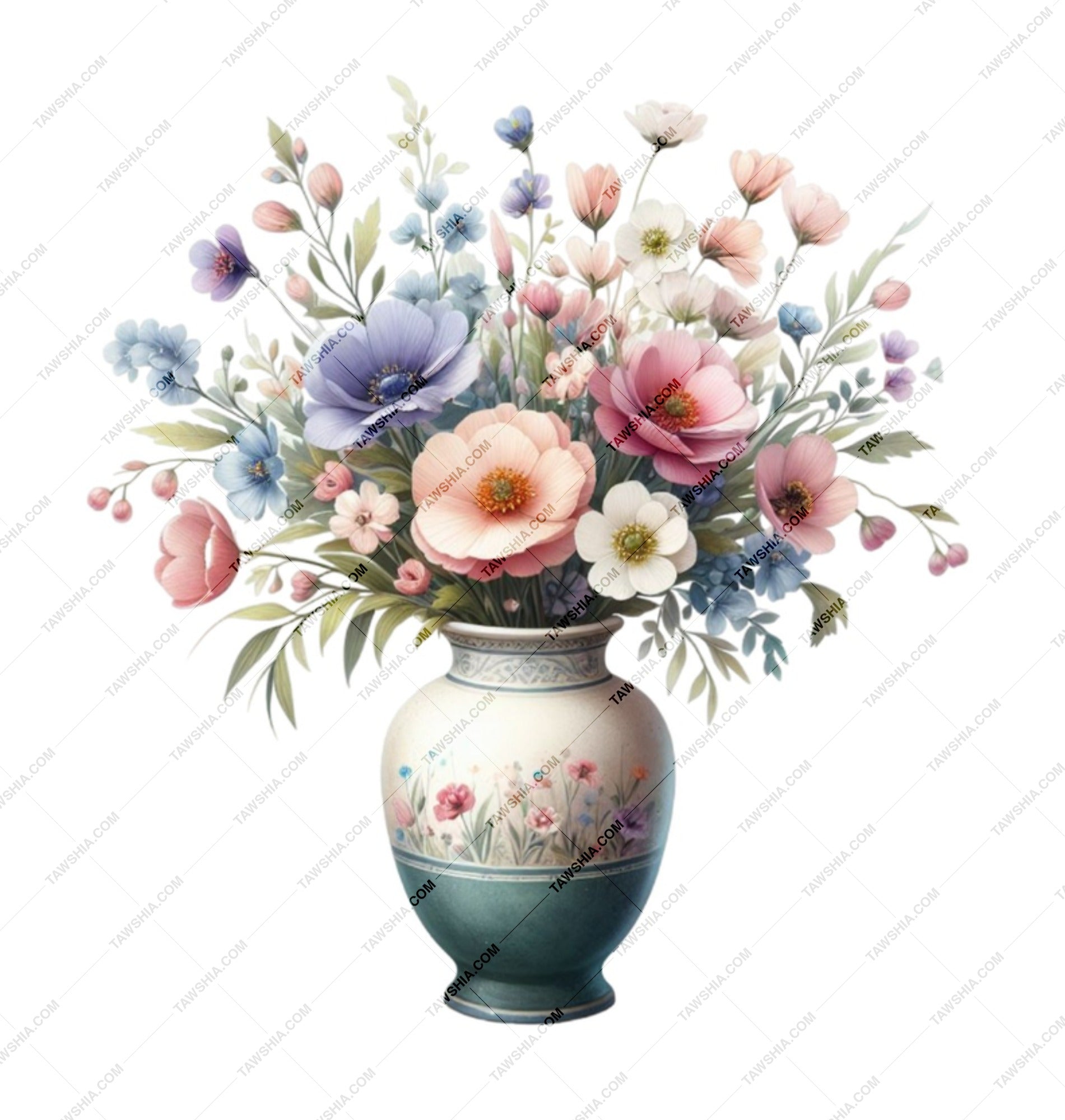 Floral Bouquet Mug, Flower Vase Coffee Mug, Watercolor Art Mug, Pretty Flower Mug, Unique Mug Gift, Floral Gift for Her (135 characters) - Tawshia