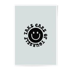 Take Care Of Yourself Photographic Prints, Inspirational Wall Art, Smiley Face Decor, Home Decor, Positivity Print, Mental Health Print - Tawshia