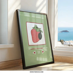 Strawberry DJ Wall Art, Cute Foodie Print, Kitchen Decor, Playful Music Lover Gift, Modern Home Decor, Trendy Wall Hanging - Tawshia