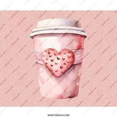 Pink Coffee Mousepad, Heart Mousepad, Valentine Mousepad, Office Decor, Cute Mousepad, Trendy Mousepad, Watercolor Mousepad - Tawshia