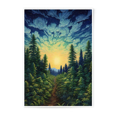 Cannabis Field Photographic Print, Forest Path Art Print, Night Sky Wall Art, Dreamy Nature Photo, Landscape Print, Home Decor - Tawshia