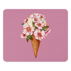 Floral Ice Cream Cone Mouse Pad, Pink Flower Mousepad, Office Desk Decor, Cute Mouse Mat, Girly Aesthetic Mousepad, Gift Idea, Computer Pad - Tawshia